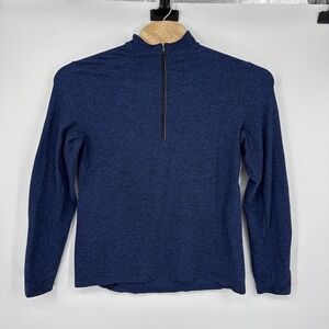 Lululemon Mens Mock Neck Pullover Surge Warm 1/2 Zip Blue Lightweight Large Golf